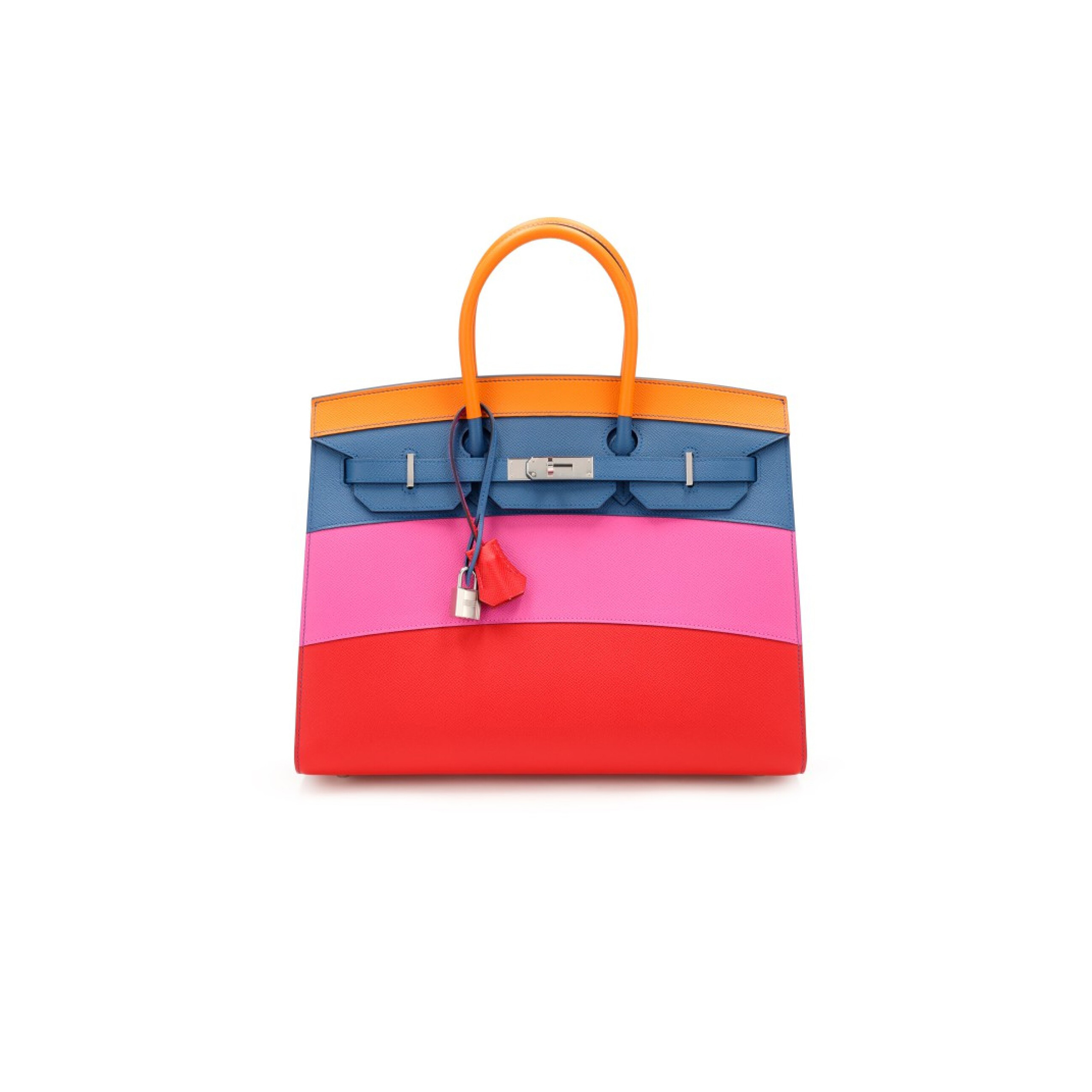 HERMES APRICOT, BLEU AGATE, MAGNOLIA, AND ROUGE CASAQUE EPSOM SELLIER SUNSET BIRKIN 30 PALLADIUM HARDWARE  (30*23*15cm)